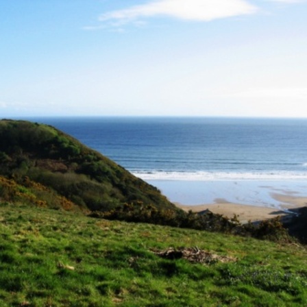 View from a cliff ride over Caswell Bay